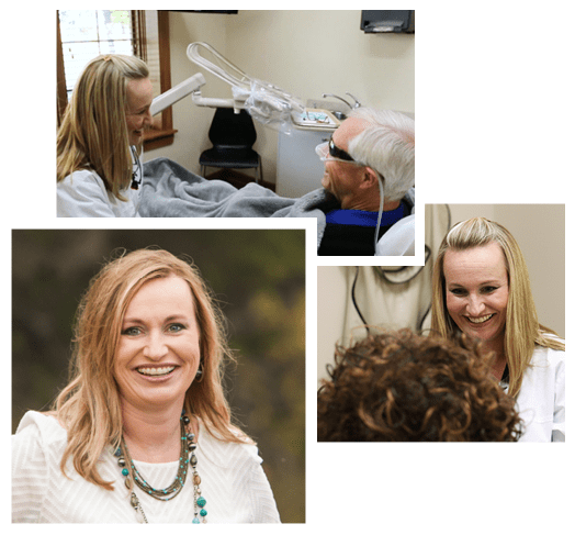 Collage of Dr. Sara Meng, a Wichita dentist, to show her gentle touch and expert dental skills