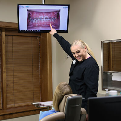 A patient at a dental consultation for braces